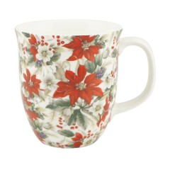 McIntosh Fine Bone China - Pretty Chintzy Poinsettia Java Mug